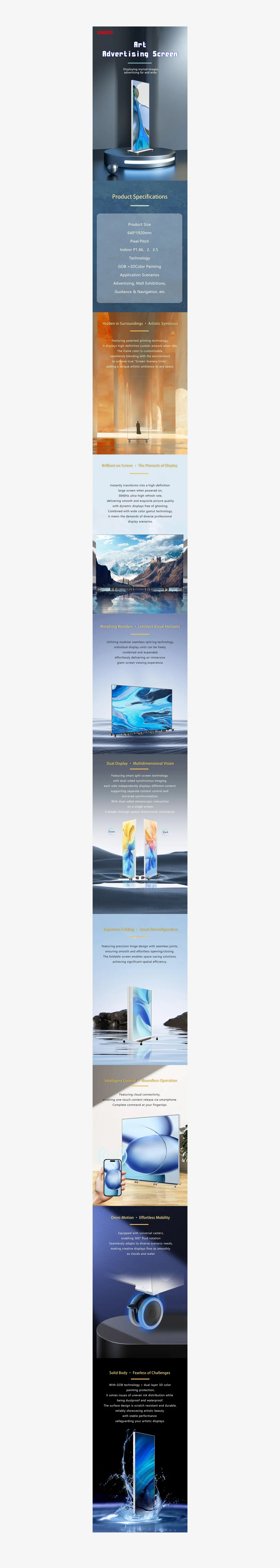 Advertising Screen üretici teknik föyü ve model seçenekleri
