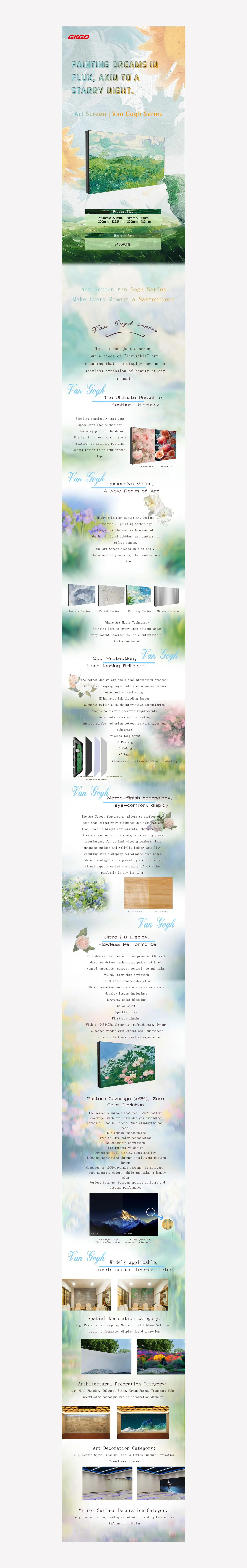 Art Screen üretici teknik föyü ve model seçenekleri