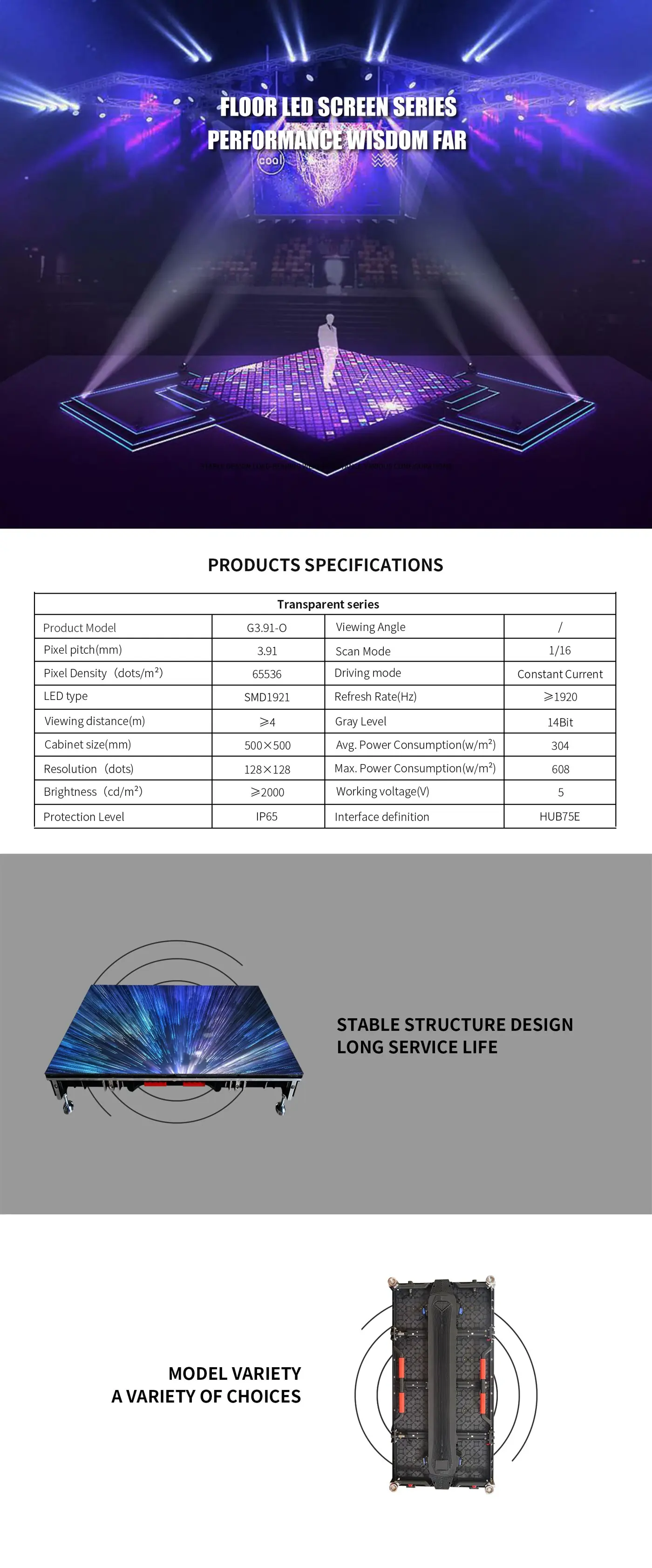 Floor LED Screen Series üretici teknik föyü ve model seçenekleri